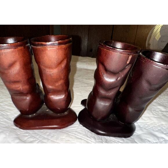 Vintage Wood Hand Carved Asian boot bookends - Picture 7 of 10